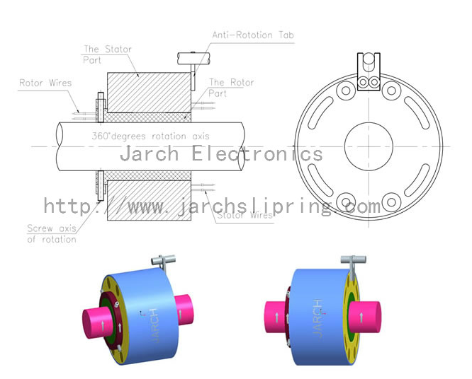 Lichtmaschine elektrische Pfannkuchen-Schleifring-Motor-Steckverbinder, elektrische Schwenk-Moflon durch Bohrung Schleifring-Montage